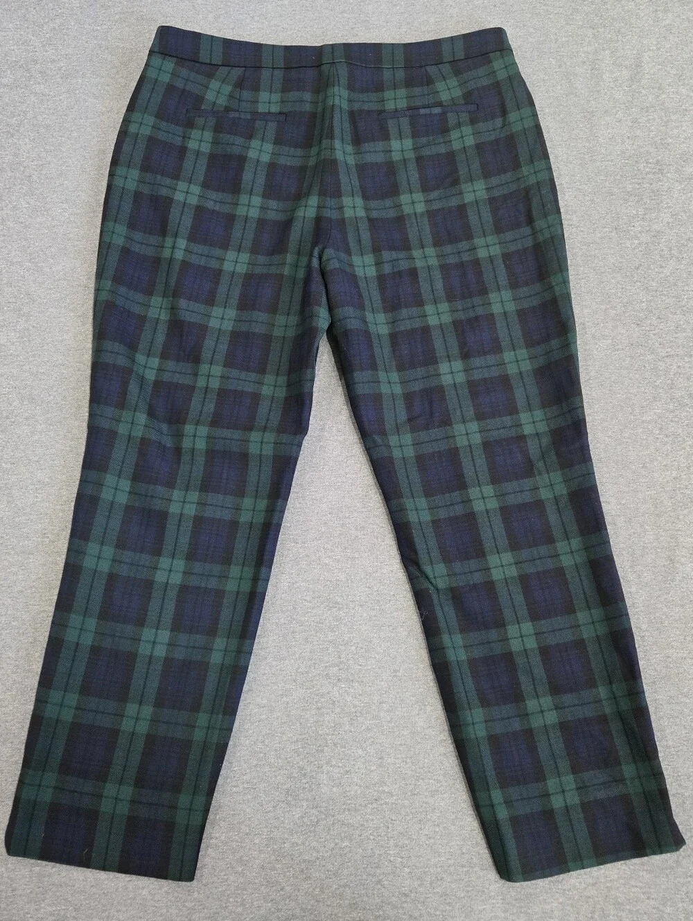 J.Crew Martie Black Watch Green & Blue Plaid Trousers, Slim Crop - Size 12